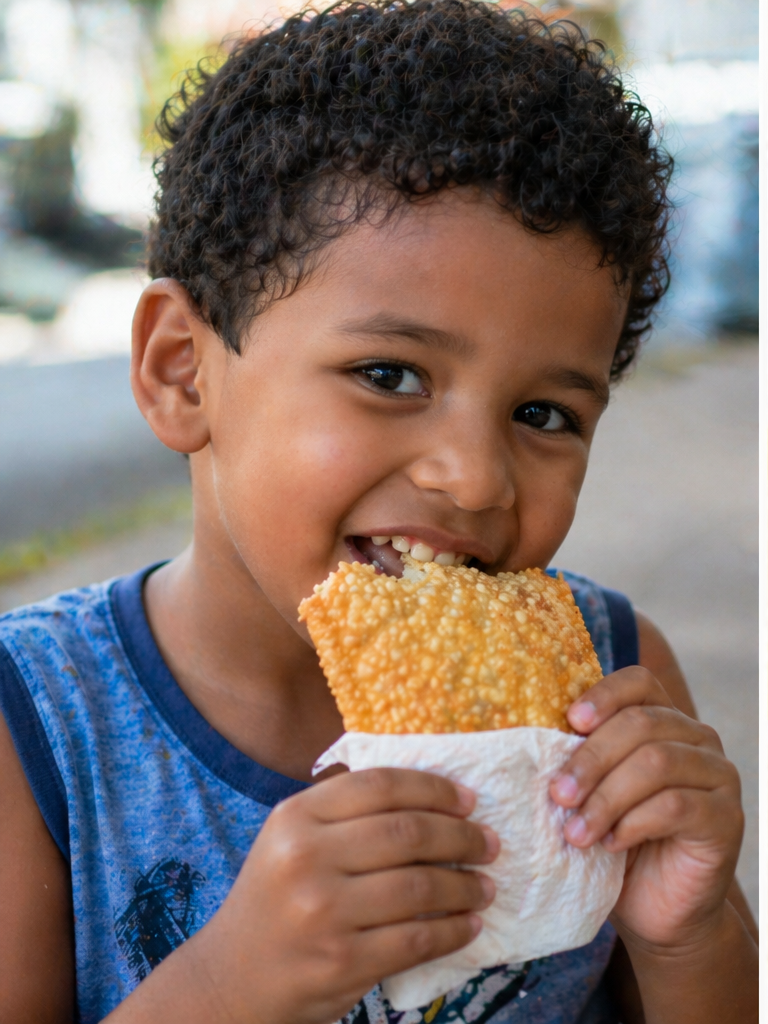 Criança feliz com pastel